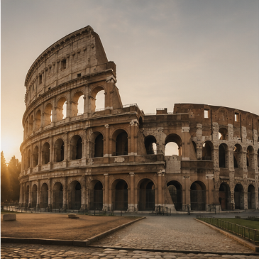 The Roman Colosseum at sunset